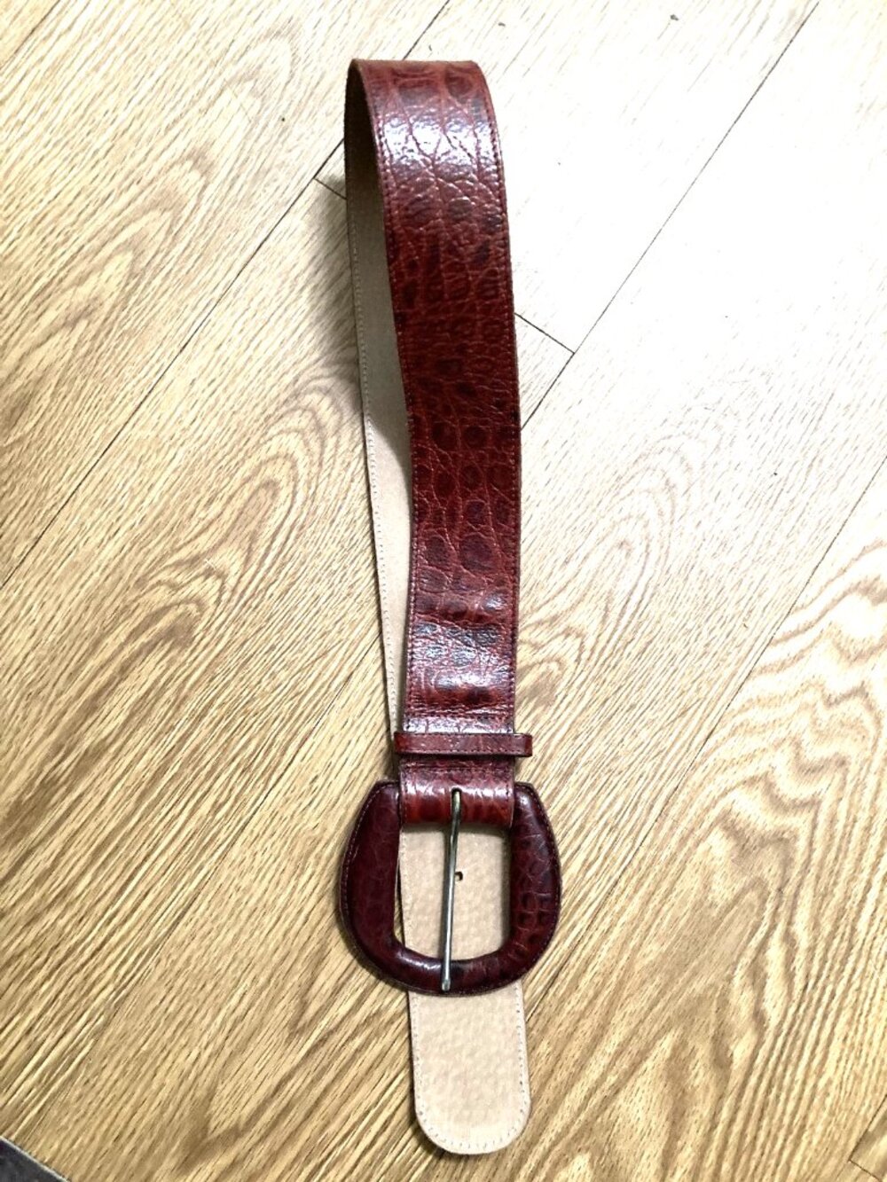 MZ New York Red Snake Print Top Grain Leather Belt M Made in USA
